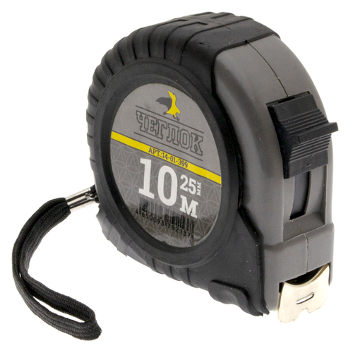 Рулетка 10м*25мм, ЧЕГЛОК, обрезиненный корпус