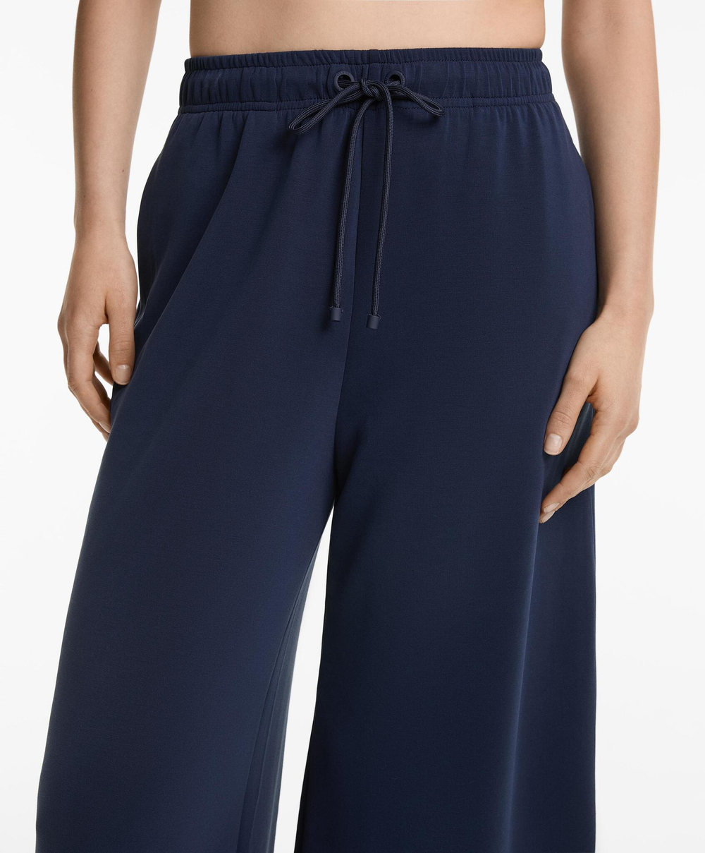 Oysho Укороченные широкие брюки из мягкого модала, синий