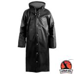 Плащ-дождевик особопрочный Komfi ПВХ, 70х120 см., на кнопках, с капюшоном, черный, р-р 50-52