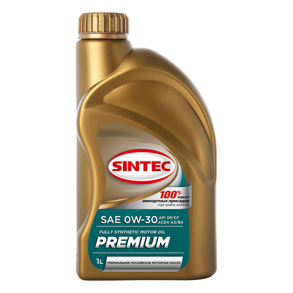 Моторное масло Sintec Premium 0W-30, SP/CF, A3/B4, синтетическое, 1 л