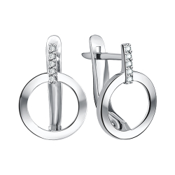 Серьги из серебра с фианитами