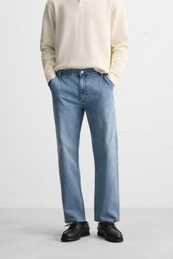 ZARA ДЖИНСЫ STRAIGHT ДЛИНОЙ ДО ЩИКОЛОТКИ, ВЫЦВЕТШИЙ СИНИЙ