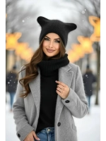 Шапка с ушками зимняя ангора вязаная