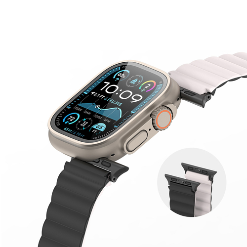 Ремешок магнитный двухсторонний от Dux Ducis для смарт часов Apple Watch 42, 44, 45, 46, 49мм, серия SD Series (два цвета Black/Starlight)