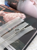 Молния на прозрачной сетке серебристая