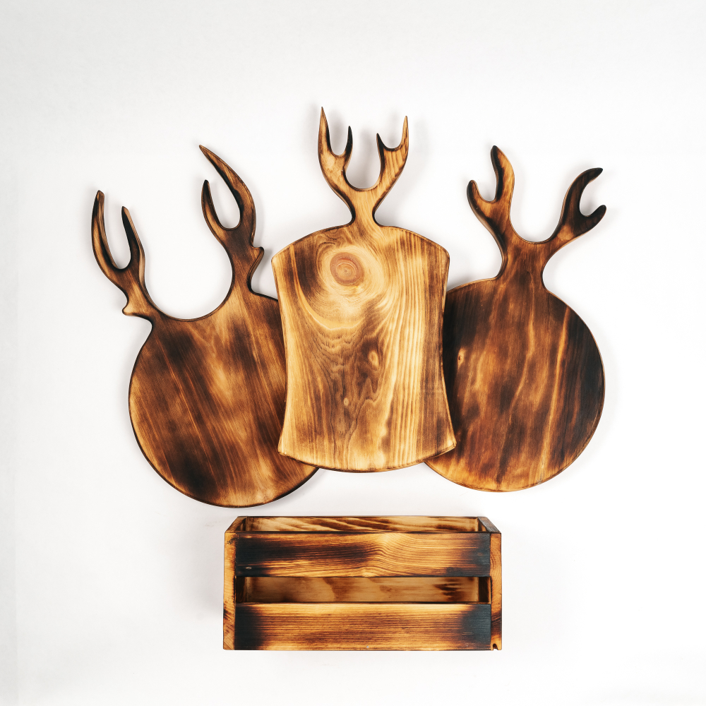 Разделочные доски из сибирского кедра 3 шт. в ящике. RDN28