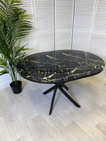 Стол круглый стеклянный "Чёрный мрамор"