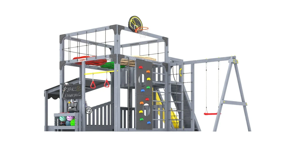 Детская площадка Савушка КУБ-5 (Серый) с подушками