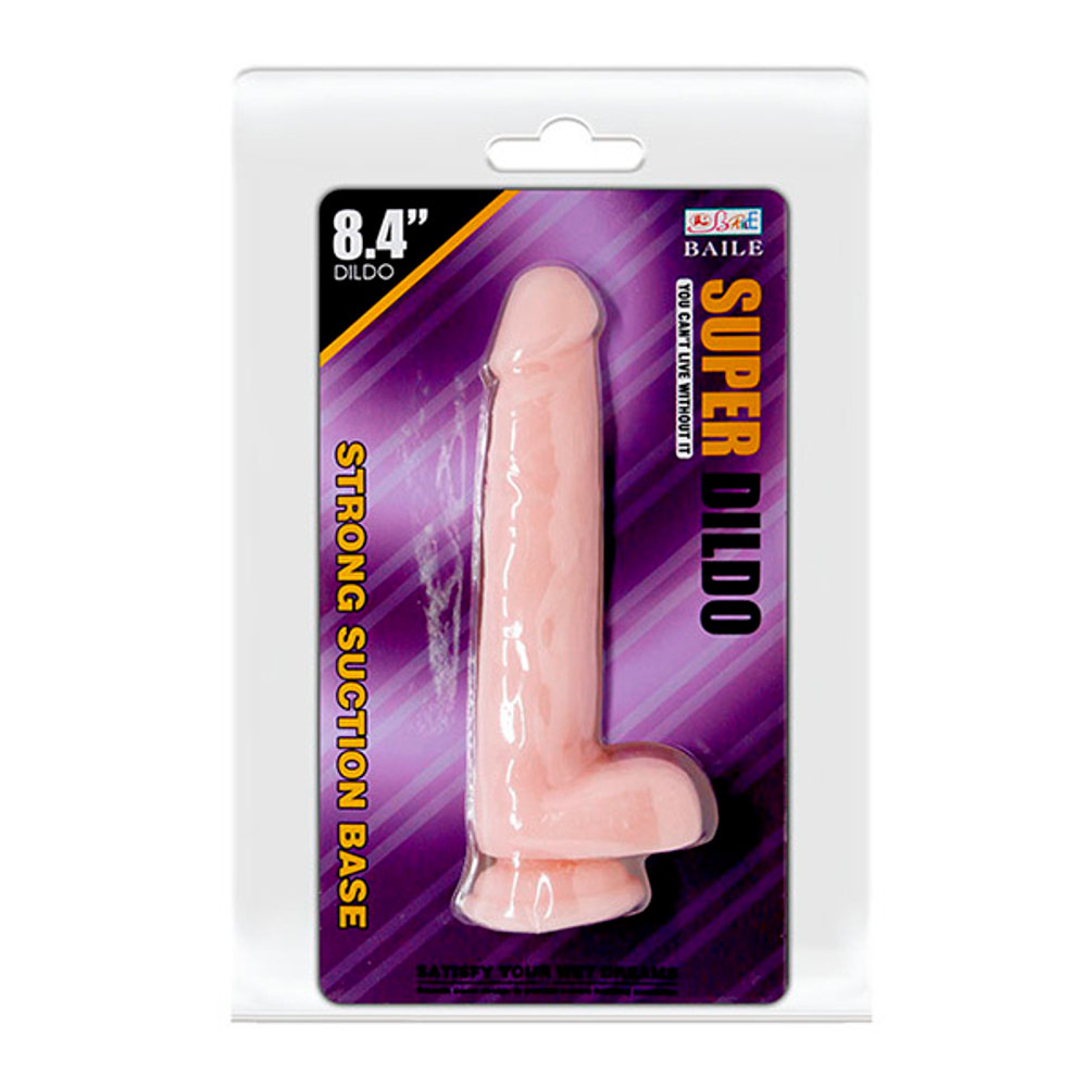 Телесный фаллоимитатор 21,5см с присоской Baile Super Dildo BW-008092N