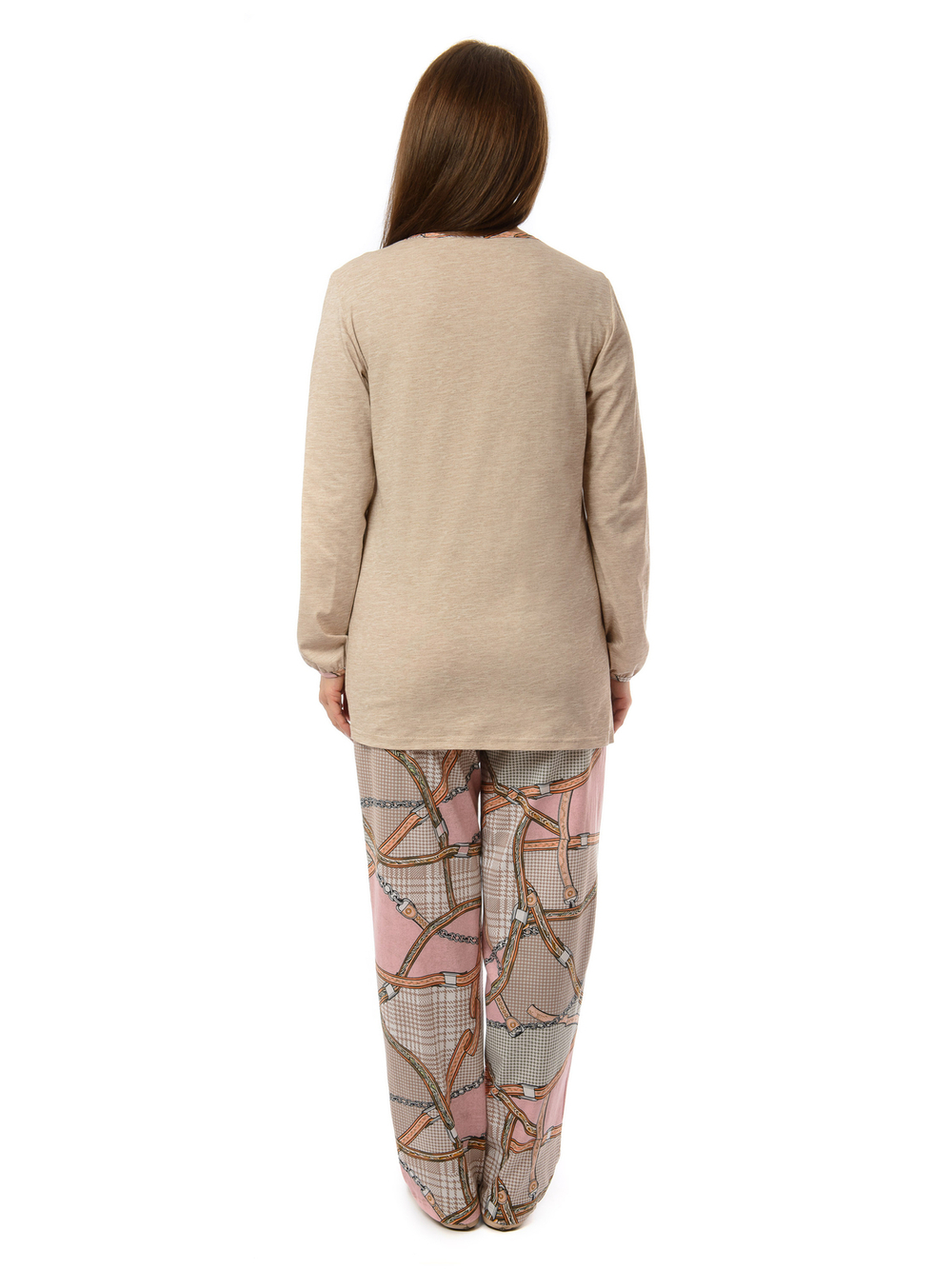 Пижама с брюками КБ-188П/розовые-цепи