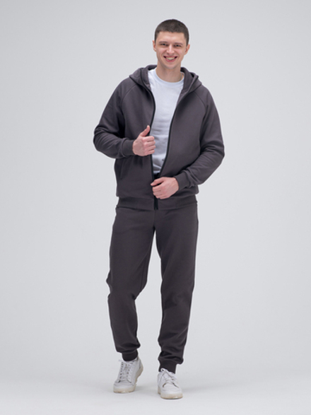 Костюм мужской спортивный на молнии (с начесом). Графит