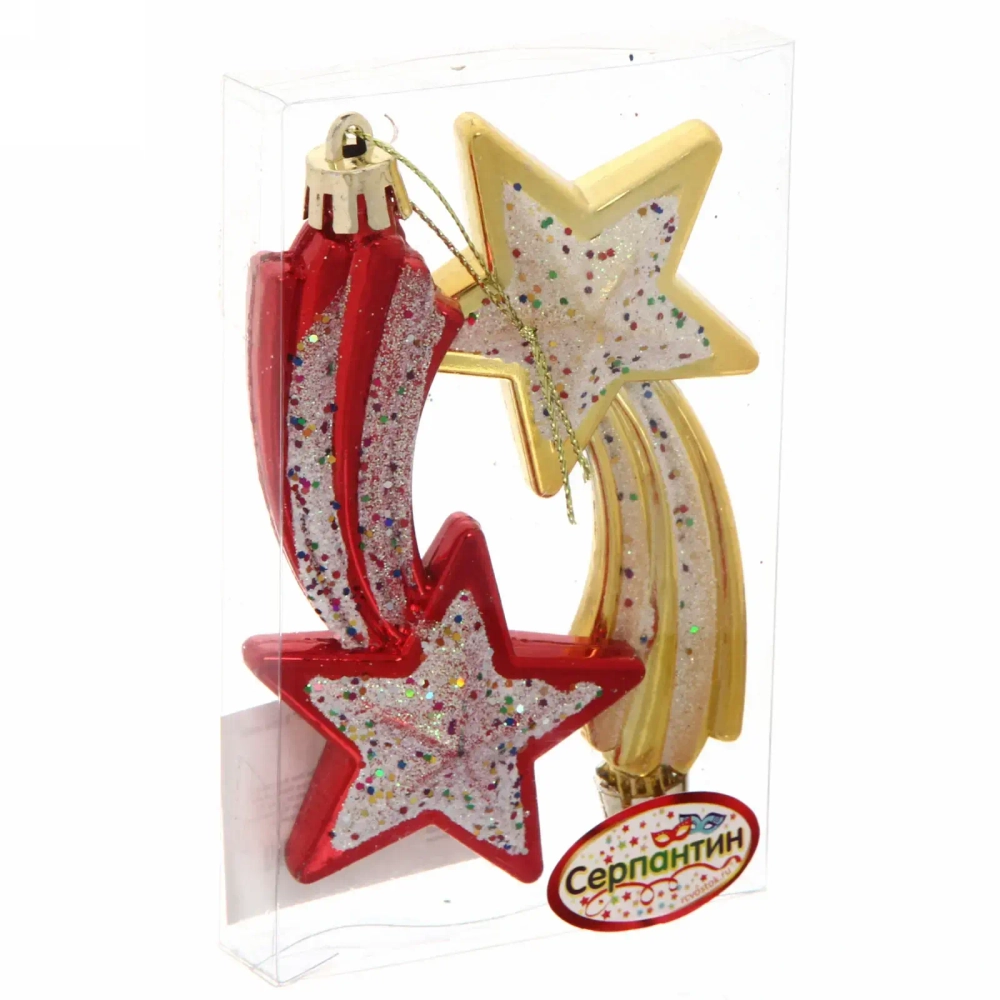 Ёлочные игрушки «Комета яркая» 9,5см микс цветов (набор 2шт)