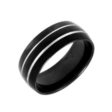 Кольцо стальное (060) "Полосы" черное