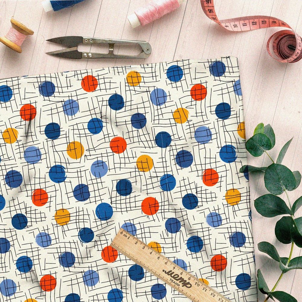 Ткань оксфорд 600 разноцветный горох