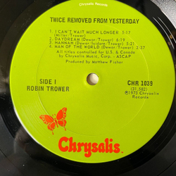 Винтажная виниловая пластинка LP Robin Trower Twice Removed From Yesterday (USA 1973)