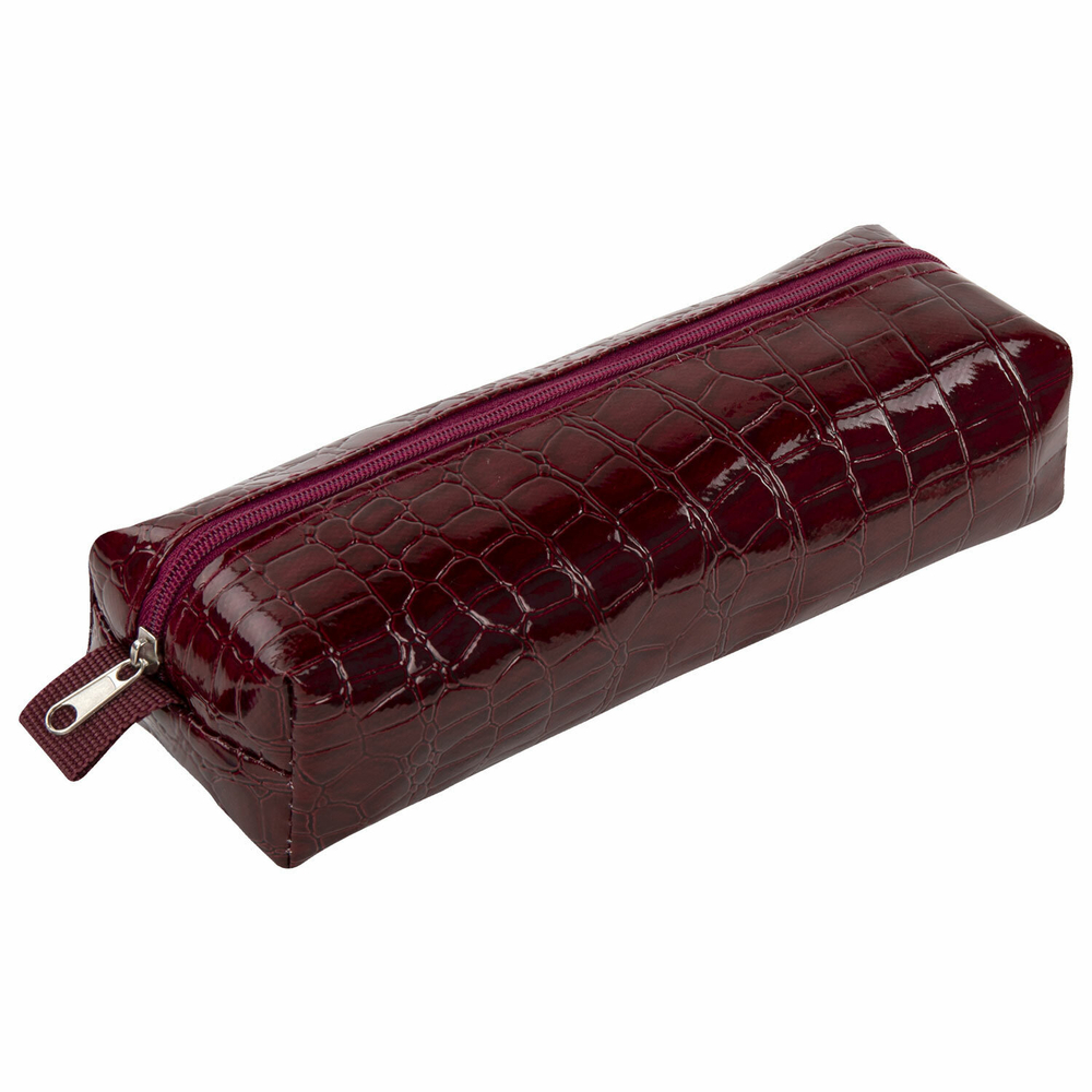 Пенал-косметичка BRAUBERG крокодиловая кожа 20х6х4 см "Ultra maroon" (3 штуки в упаковке)