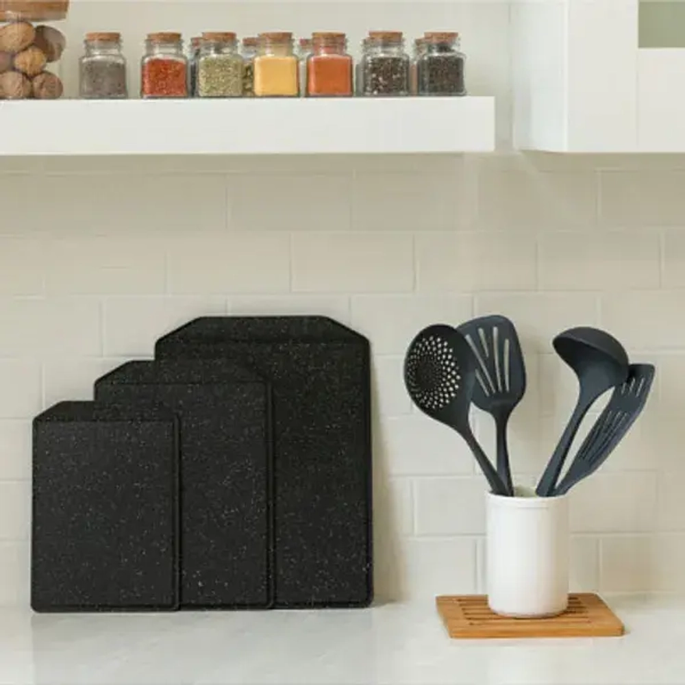 Доска разделочная пластиковая 25*17,6см «FLEX» черный гранит