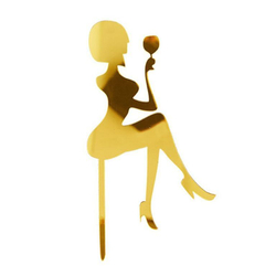 Топпер «Силуэт» девушка с бокалом, золотой