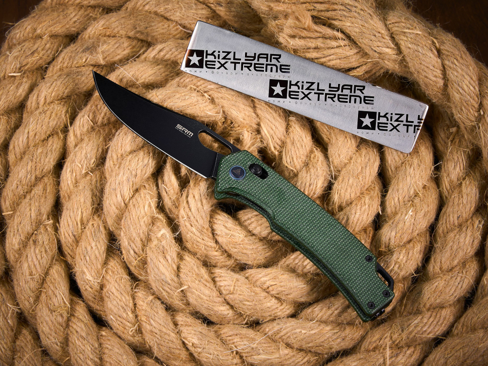 Складной нож SRM 9203-MG2 BlackWash сталь 10Cr15CoMoV рукоять OD Green Micarta