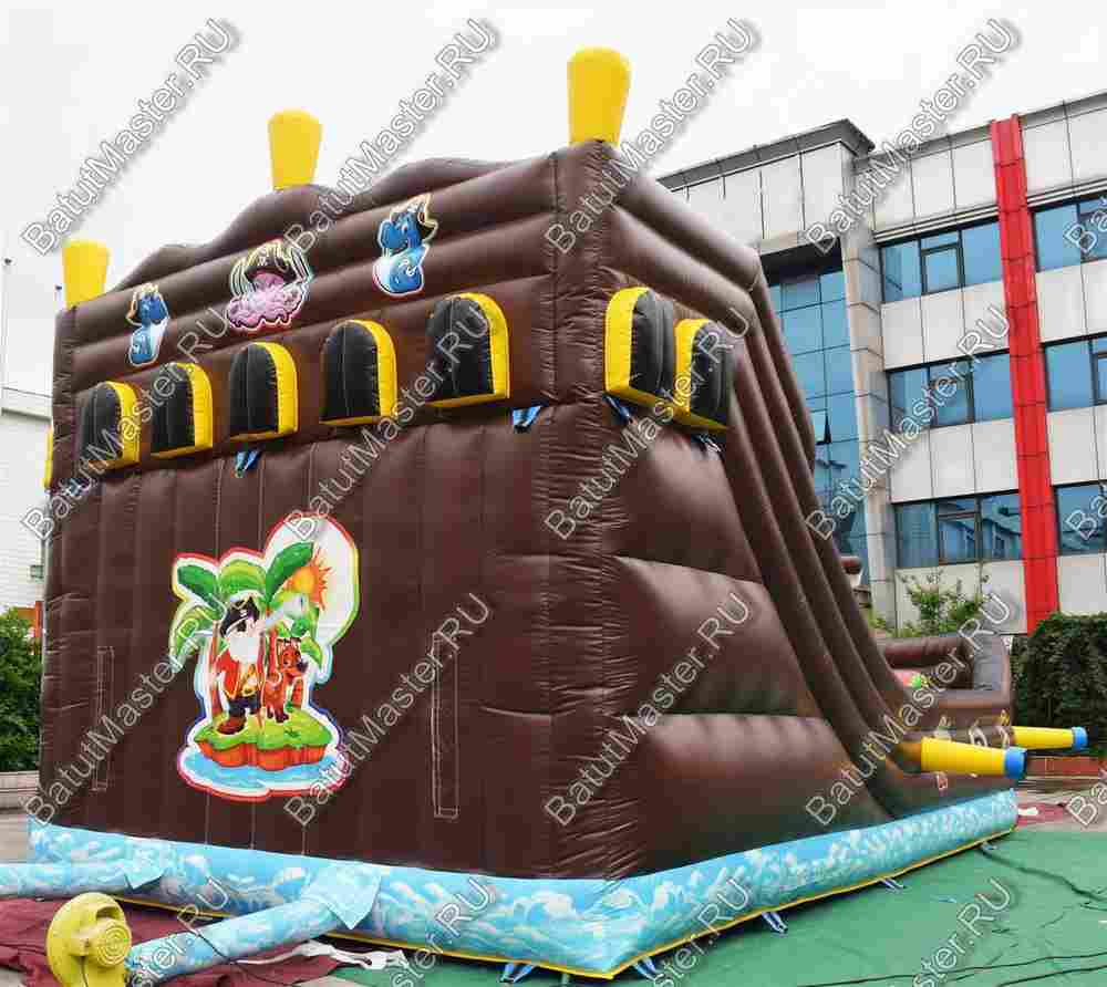 Большой надувной батут-горка "Фрегат" 11*5*5 м