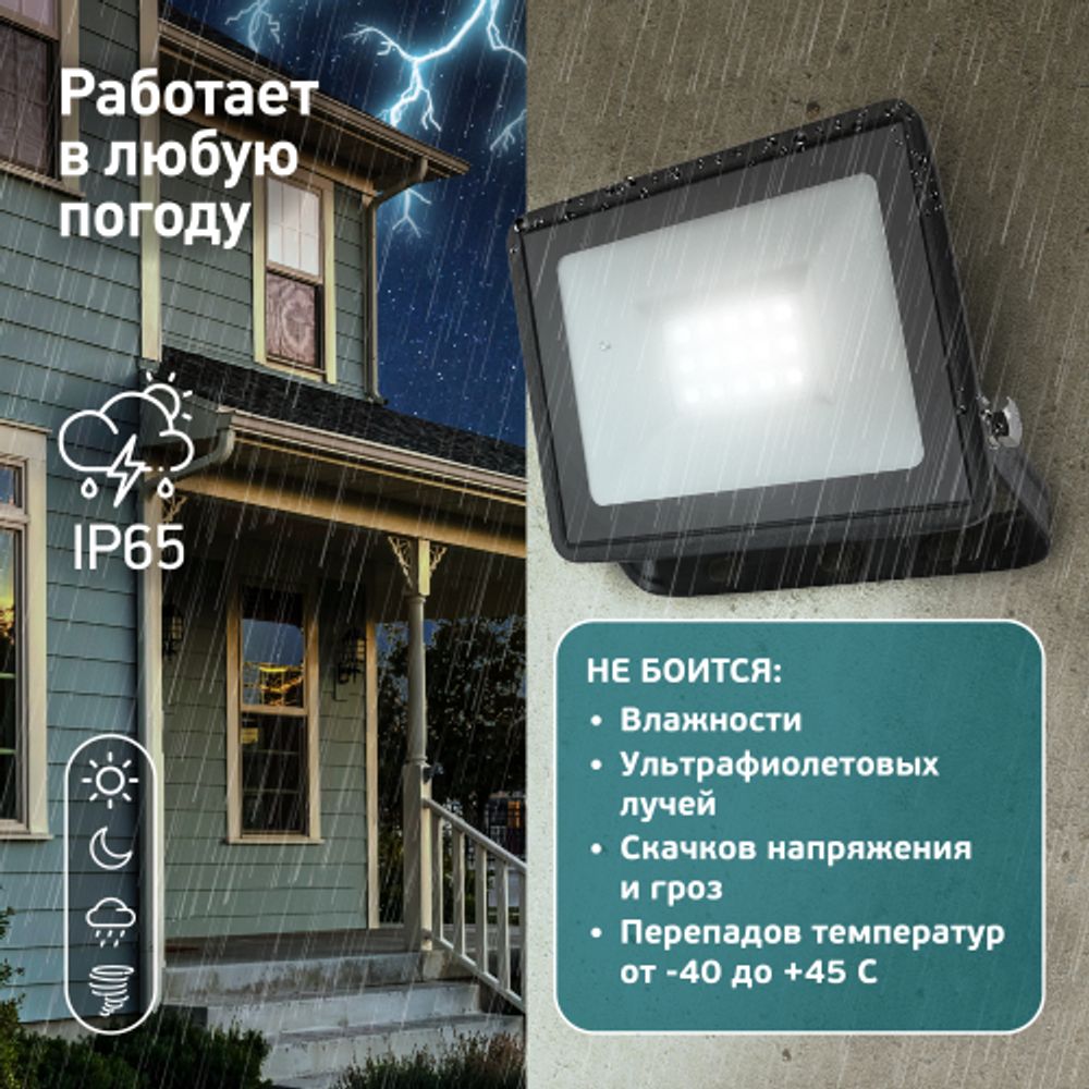 Прожектор светодиодный уличный ЭРА LPR-023-0-65K-020 20Вт 6500K 1600Лм IP65