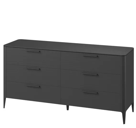 Комод Type из массива дуба, 6 ящиков, ширина 170 см (черный)