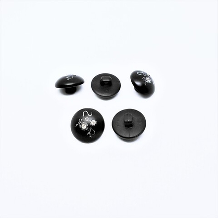 Пуговицы №636, на ножке, 15мм, цв.черный (RB A321)