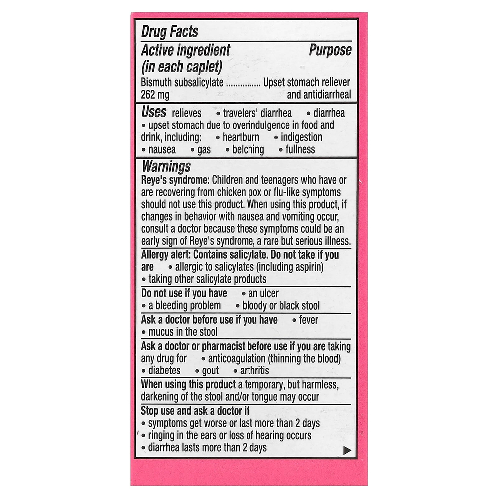 Pepto Bismol, субсалицилат висмута, 40 капсул (131 мг в 1 капсуле)