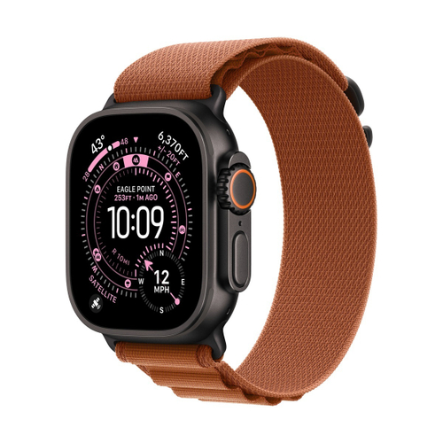 Apple Watch Ultra 3 (2025), 49 мм корпус из титана цвета «Black», ремешок Alpine Loop размера M цвета «Terra Cotta»