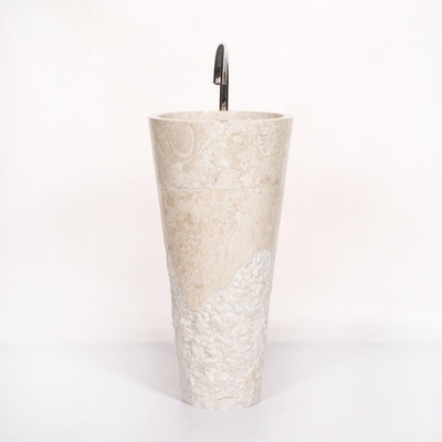 Раковина напольная из мрамора Pedestal Cream With Tab Hole Marmo MN-03215 (40*40*90 см)