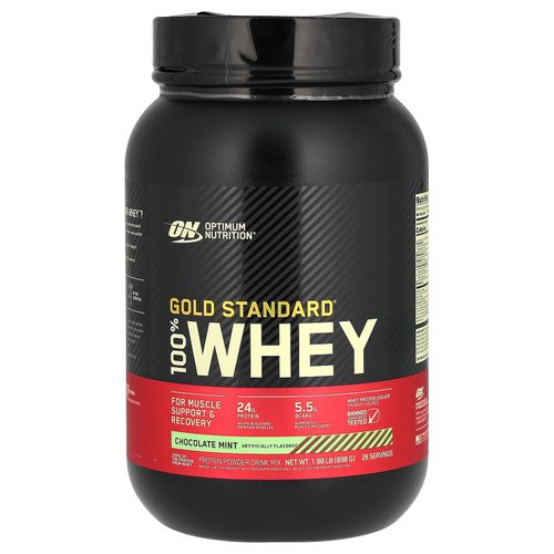 Optimum Nutrition, Gold Standard 100% Whey, сывороточный протеин, со вкусом шоколада и мяты, 898 г (1,98 фунта)