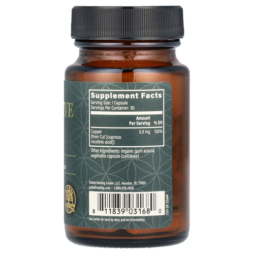 Global Healing, биоактивная медь, 30 капсул (0,9 мг в 1 капсуле)