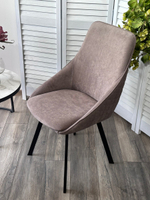 Стул М-City DISAUR Каса (Casa), поворотный на поворотный на 360 градусов, B5 Капучино, Велюр, Черный каркас