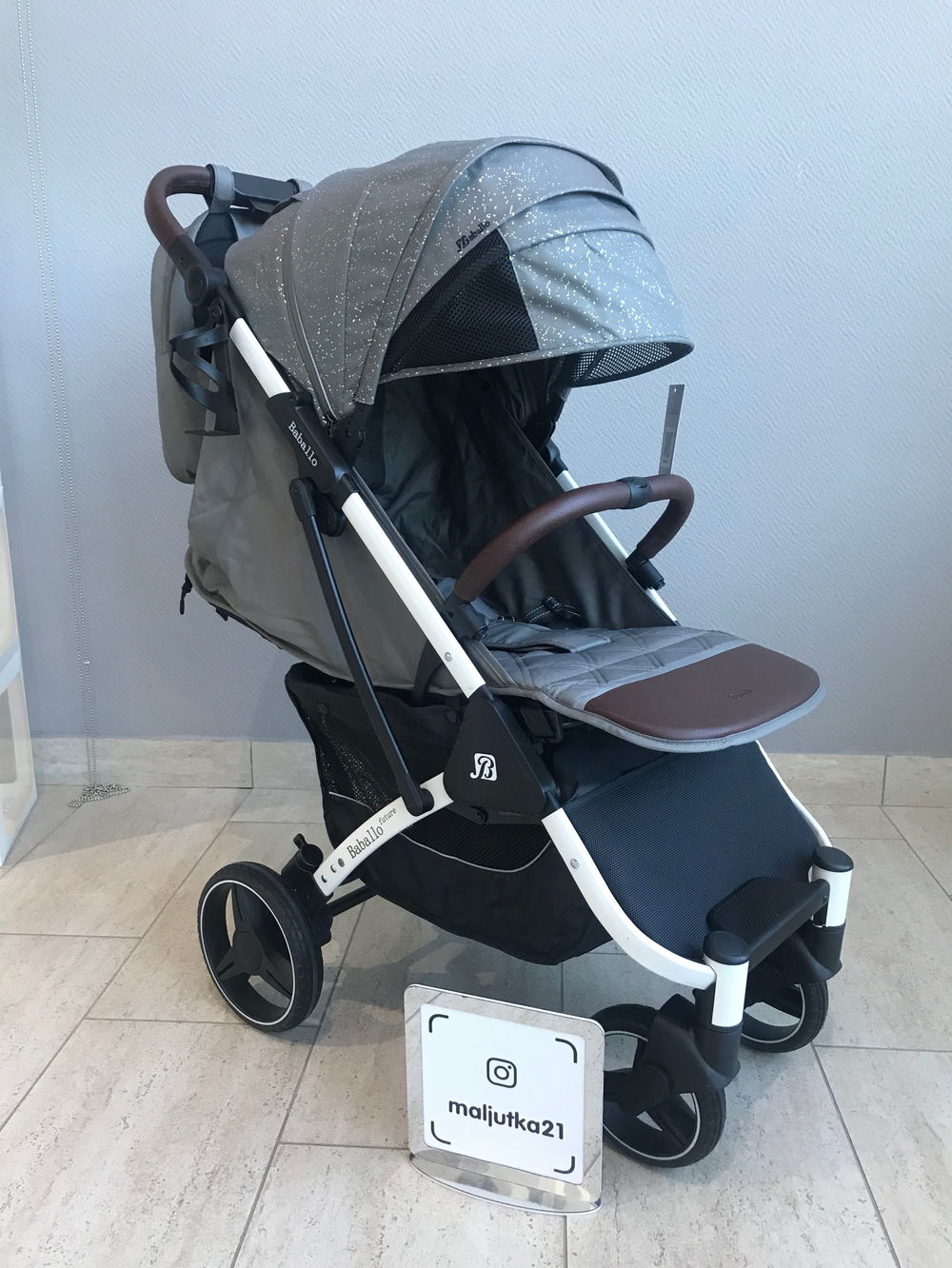 Коляска прогулочная Babalo 2024 Снег текстиль на белой раме