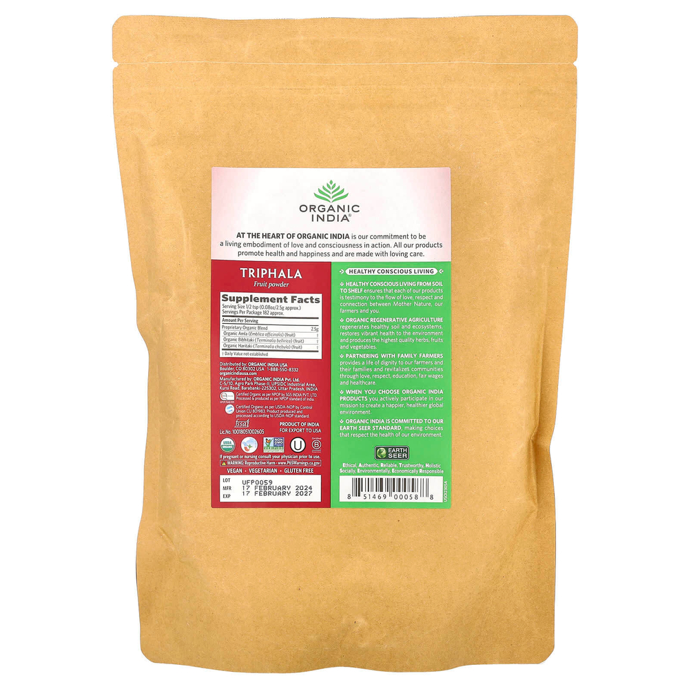 Organic India, трифала, порошок из фруктов, 454 г (16 унций)