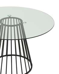 Стол Nels Ø120 см, закаленное стекло, черная ножка