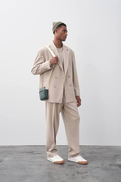 Двубортный оверсайз Бежевый