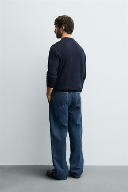 ZARA ДЖИНСОВЫЕ БРЮКИ ЧИНОС STRAIGHT FIT, СИНИЙ