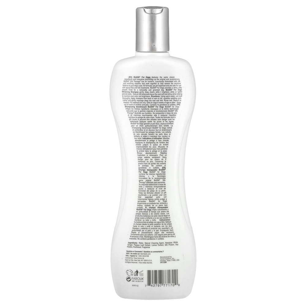 Biosilk, Silk Therapy, отбеливающий шампунь для собак, 355 мл (12 жидк. унц.)