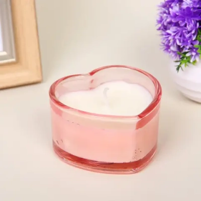 Свеча в стакане «Сердечко» 8*4,8 см, Розовый