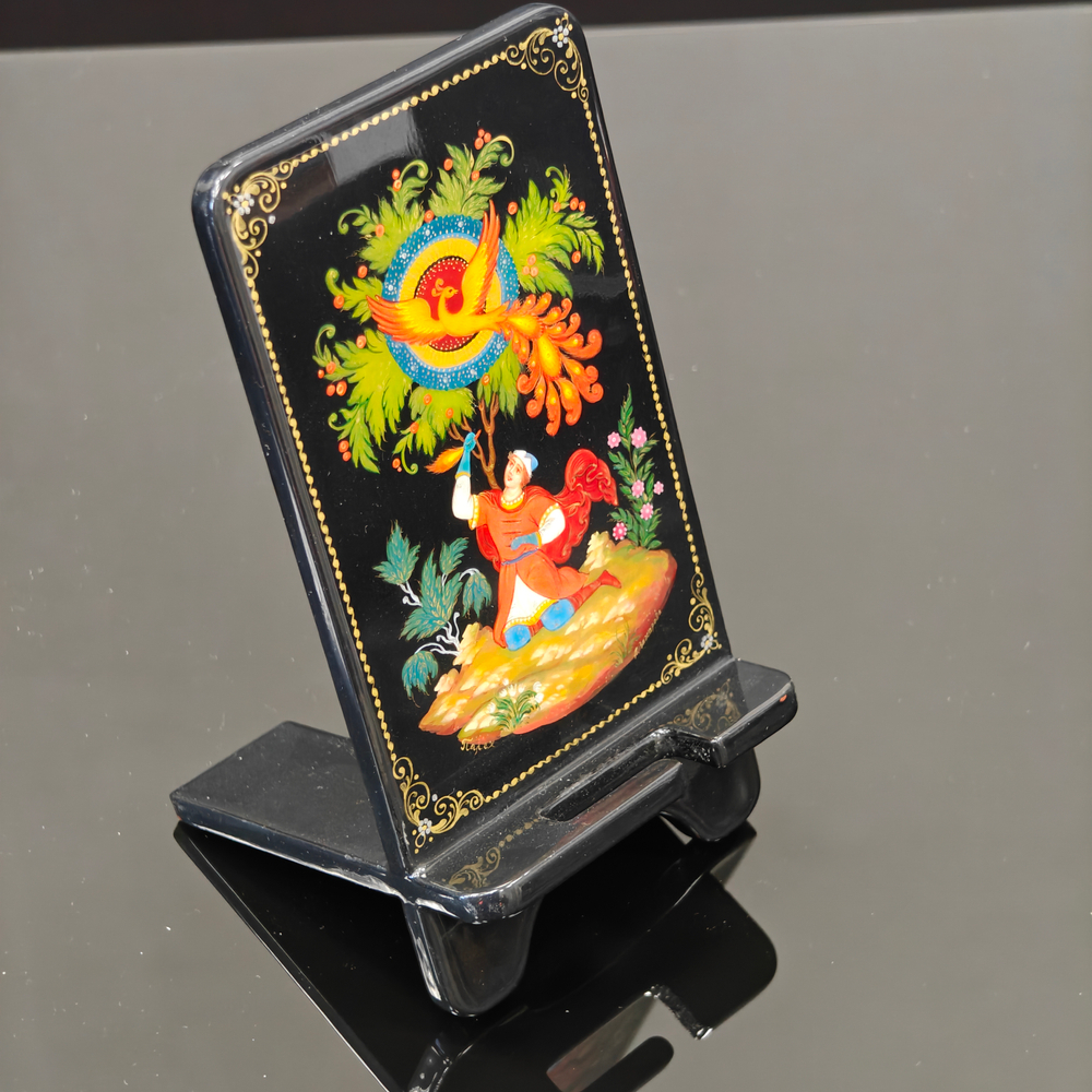 Сувенирная подставка для телефона с росписью Палех "Иван-царевич и Жар-птица"
