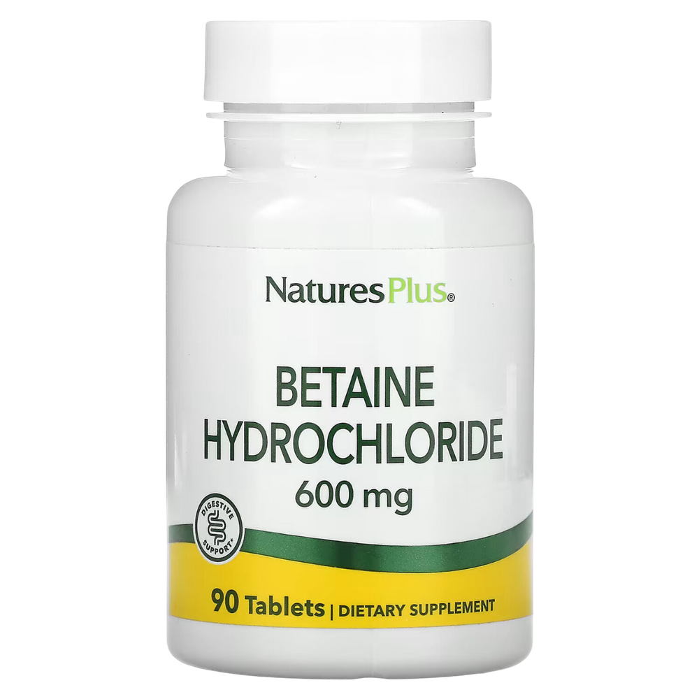 Natures Plus Betaine Hydrohloride 600 mg 90 tab , Бетаин