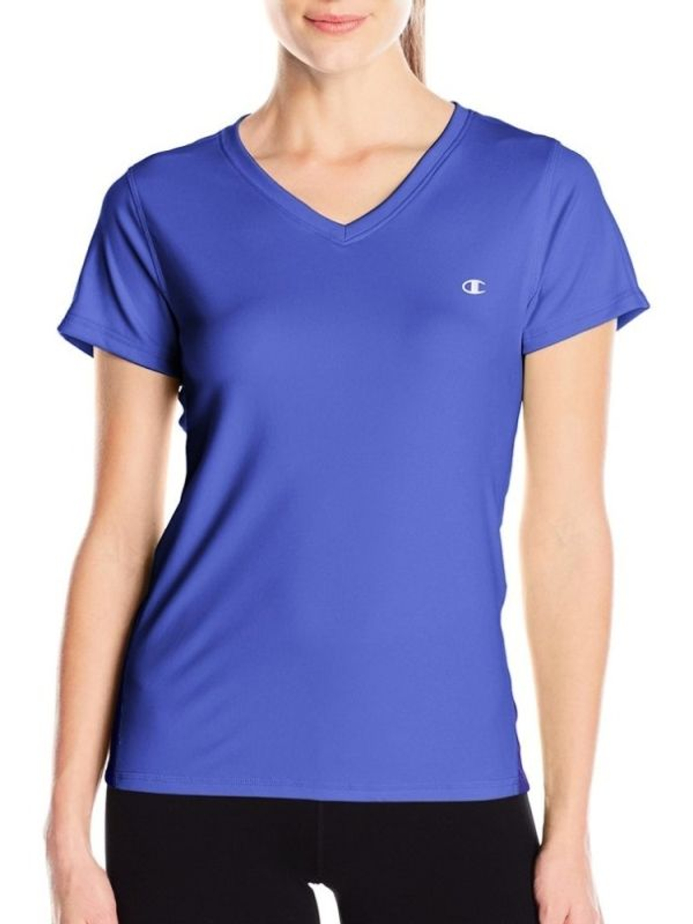 Футболка с короткими рукавами и V-образным вырезом (Размер: XL) (Цвет: голубой)