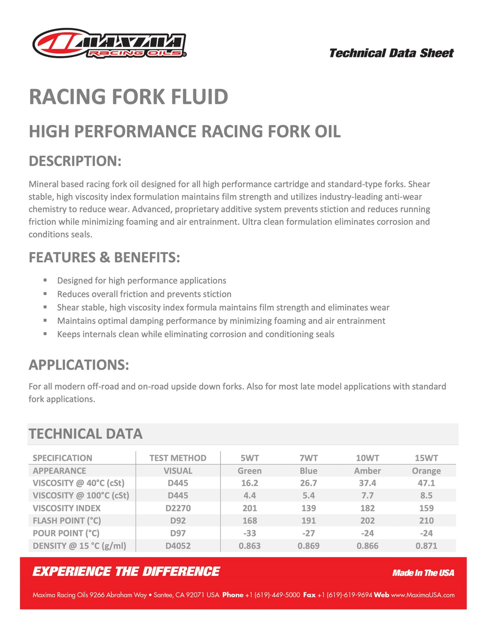 Maxima RACING FORK FLUID (15wt вилочное масло)