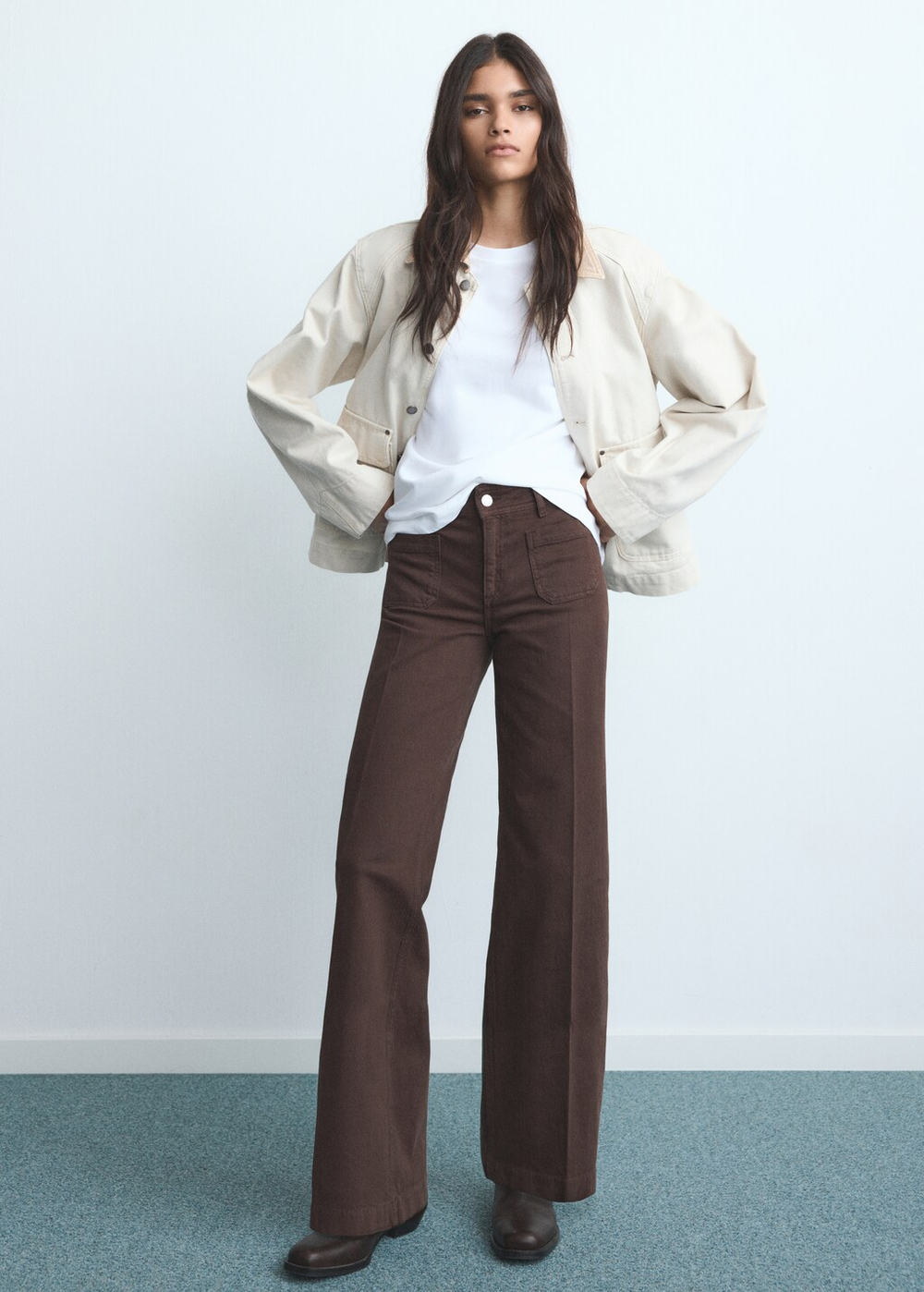 Джинсы wideleg с карманами