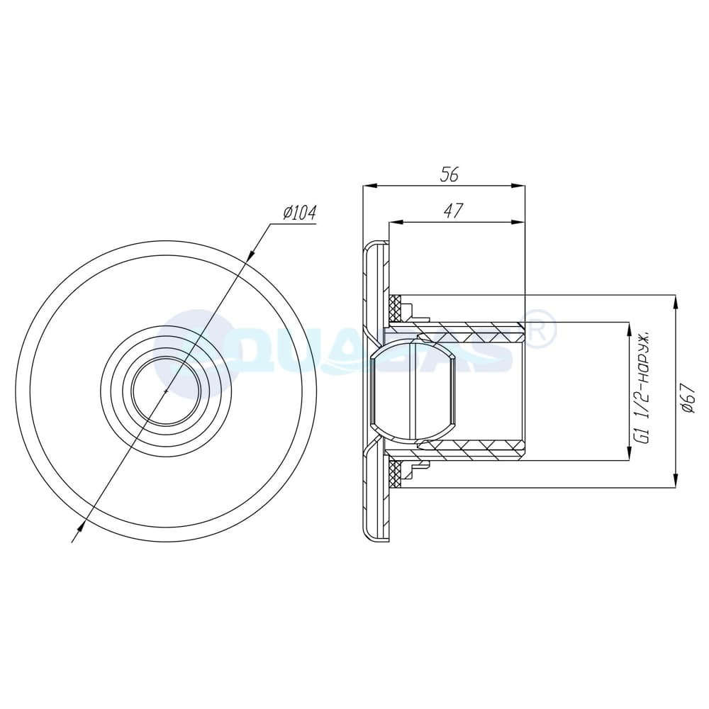 ФП.100.2/1 Форсунка для композитного бассейна, 1,5" НР, AISI-316