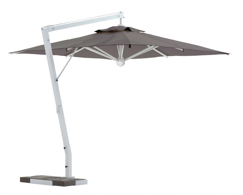 Зонт профессиональный 3х4 м Scolaro Rimini Braccio, белый, серо-коричневый