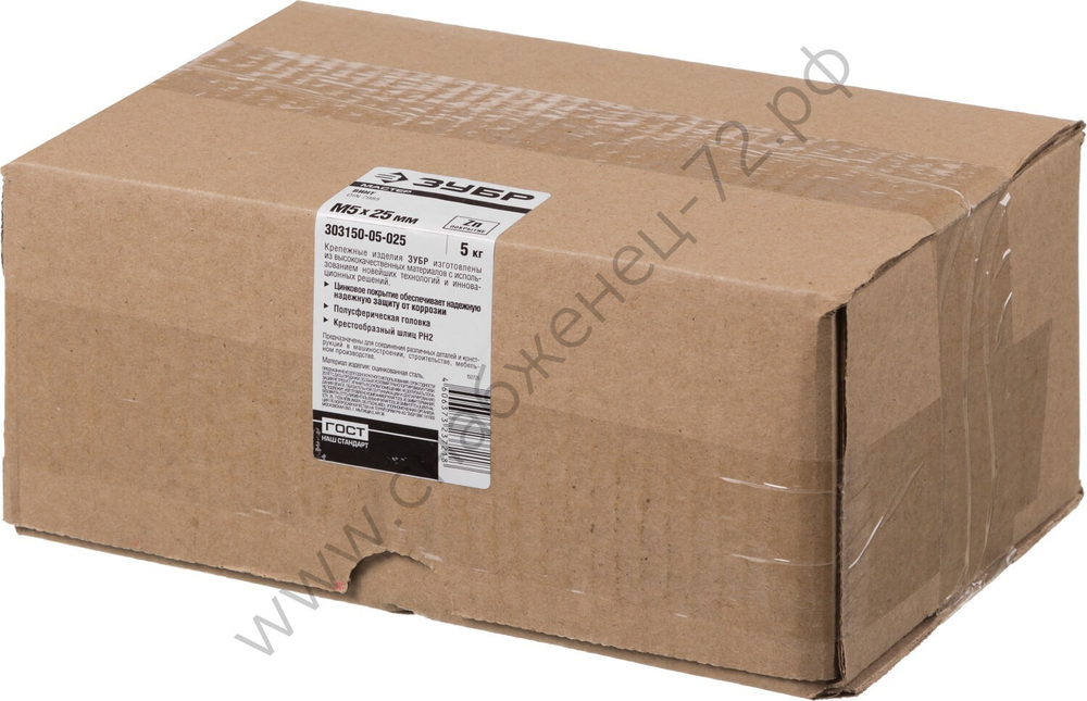 ЗУБР DIN 7985 кл. пр. 4.8, M5 x 25 мм, винт с полусферической головкой, цинк, 5 кг (303150-05-025)