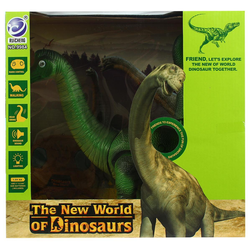 Игрушка интерактивная JUNFA Динозавр Бронтозавр на р/у свет звук движение