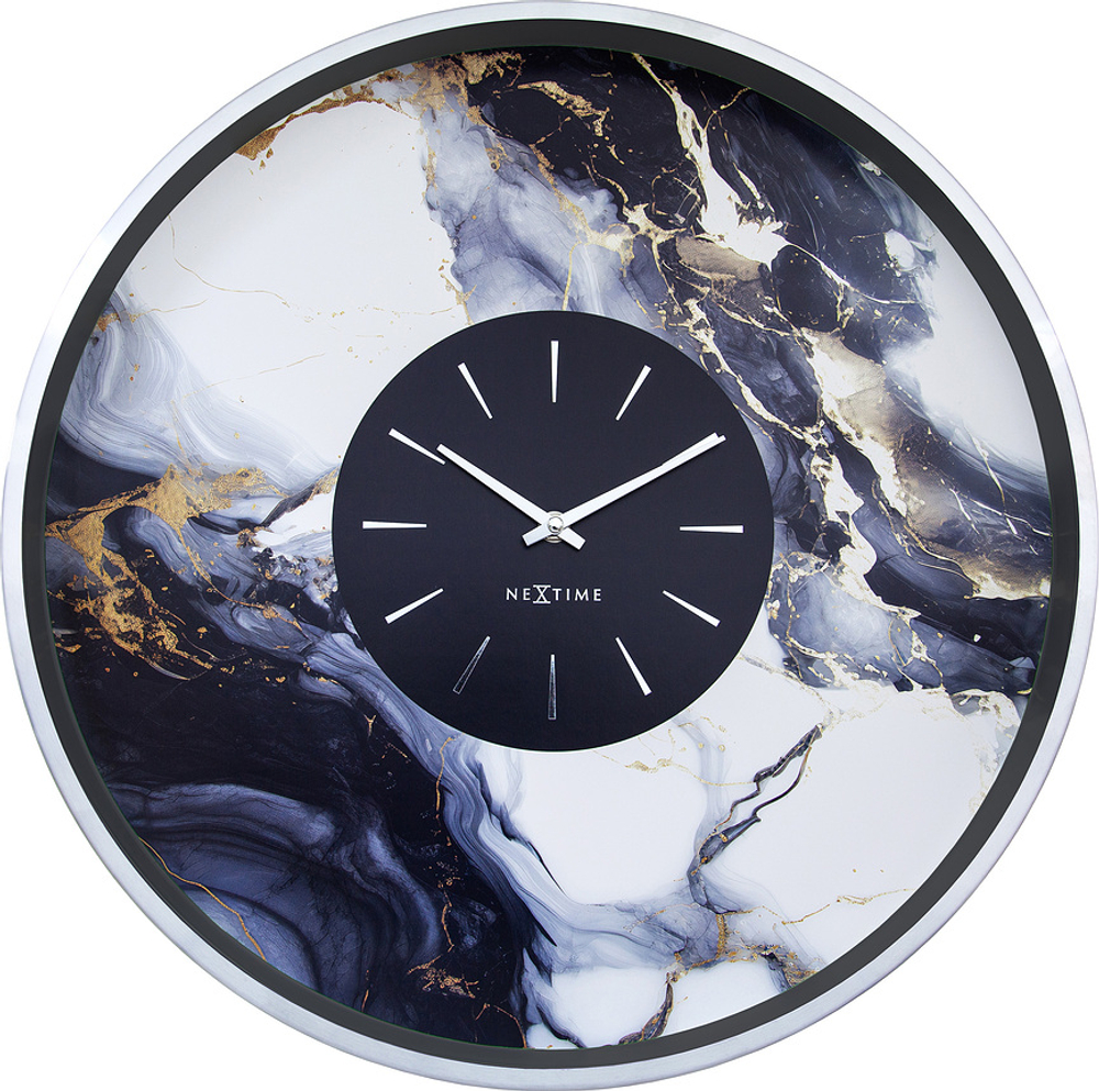Настенные часы NeXtime Marble Duo, металл, 48 см, чёрные